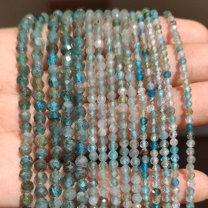 Natürlicher blauer Sandstond 2/3/4 mm facettierte lose Mineralperlen für Schmuckherstellung DIY Weihnachtsgeschenk Armbänder 15'' winziger Stein