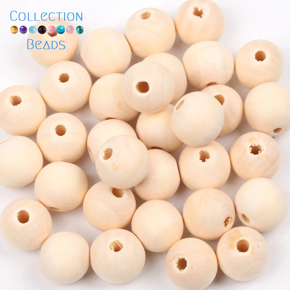 4-50mm 1-1000 Stück natürliche Holzperlen runde Abstandshalter Holzperle bleifreie Kugeln Charms DIY für Schmuckherstellung handgefertigte Accessoires