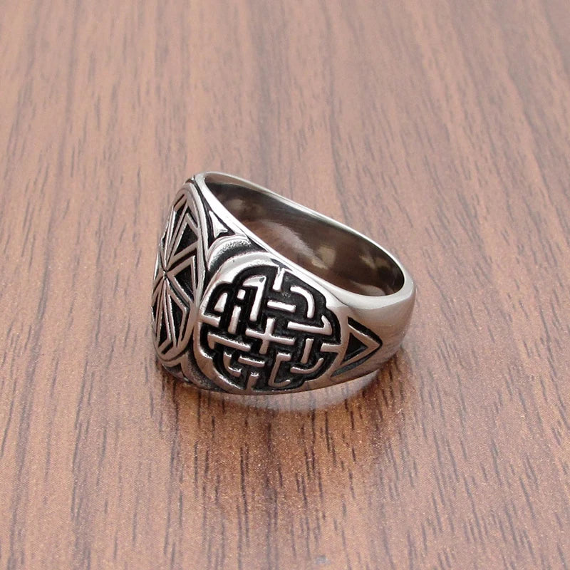 Punk Edelstahl Silber Farbe Kolovrat Slavic Symbol des Sonnenrings atember aubende Verzierung einzigartigen heidnischen Schmuck