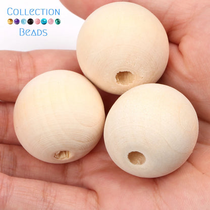 4-50mm 1-1000 Stück natürliche Holzperlen runde Abstandshalter Holzperle bleifreie Kugeln Charms DIY für Schmuckherstellung handgefertigte Accessoires