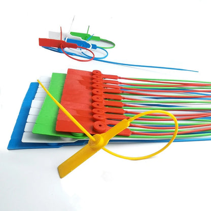 100 Stück Anti-Diebstahl-Behälter-Dichtungsschloss, Einweg-Kunststoffdichtungen, selbstsichernde Nylon-Kabelbinder, es kann individuell angepasst werden, Logo 28 cm