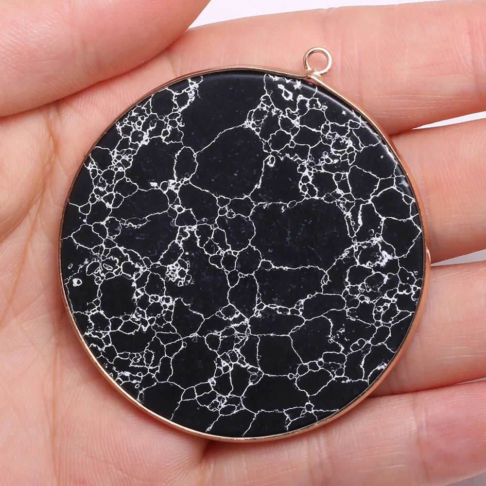 Natürliche Stein Achate Anhänger Disc Form Quarz Kristall Charms Anhänger Für DIY Schmuck Machen Halskette Zubehör Größe 50x55mm