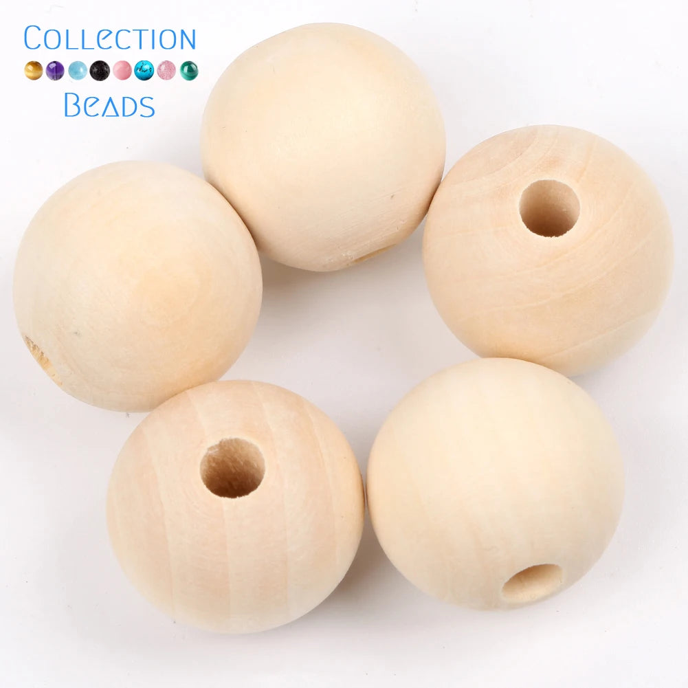 4-50mm 1-1000 Stück natürliche Holzperlen runde Abstandshalter Holzperle bleifreie Kugeln Charms DIY für Schmuckherstellung handgefertigte Accessoires