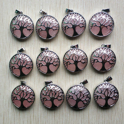 Großhandel 12 teile/los mode naturstein legierung baum des lebens mix Anhänger für halsketten schmuck zubehör machen schnelle versand