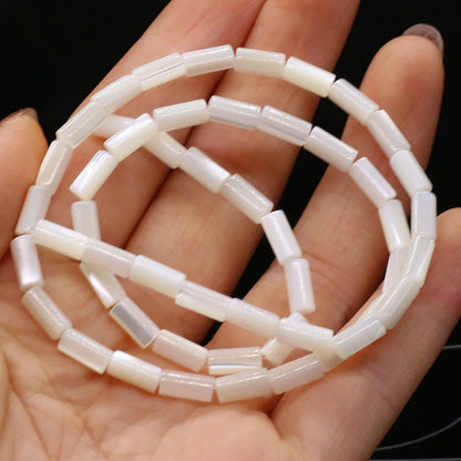 Natürliche zylindrische Muschelperlen Perlmutt Muschel lose Isolationsperlen für Schmuckherstellung DIY Armband Halskette Strang 14''