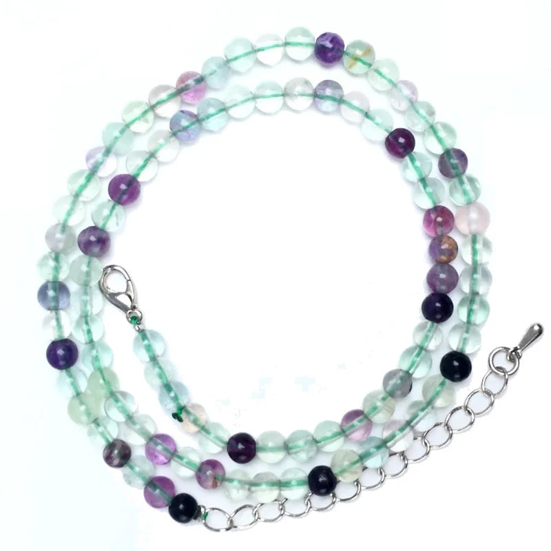 Natürliche 4mm Fluorit Amethyst Sonnenstein Apatit Quarz Perlen Halskette mehrere Farben Geschenke für Mädchen Mode Armband Halsband