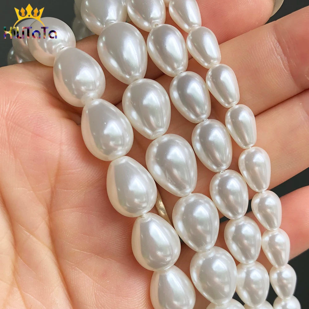 Natürliche Wasser Tropfen Perlen Weiße Shell Perlen Lose Spacer Perlen Für DIY Schmuck Machen Armband Zubehör 15'' 6*9 8*11 10*13mm