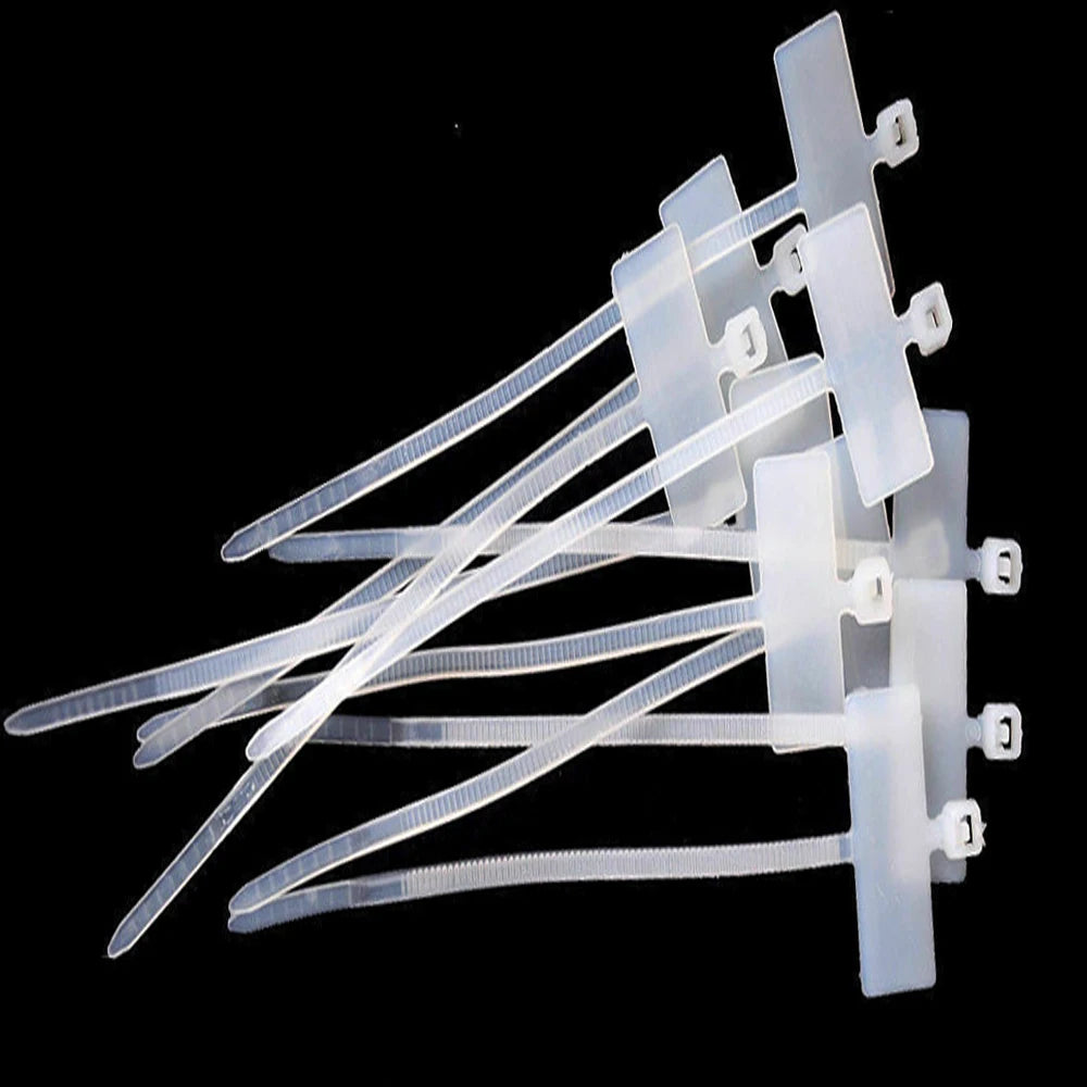 100 Stück Kabelbinder zum Schreiben von Draht, Stromkabel, Etiketten, Markierungsetiketten, Nylon, selbstsichernde Krawatte, Netzwerkkabel, Markierungskabel, Drahtband, Reißverschluss