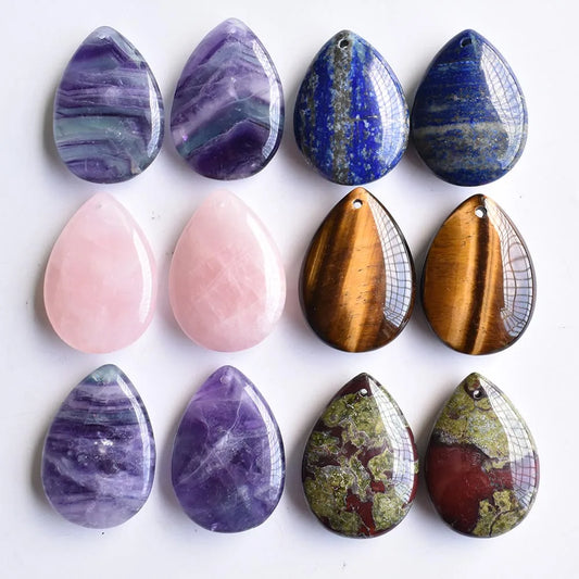 Mode gute qualität natürliche tigerauge stein lapis lazuli wasser tropfen charms anhänger für schmuck machen 4 teile kostenloser versand