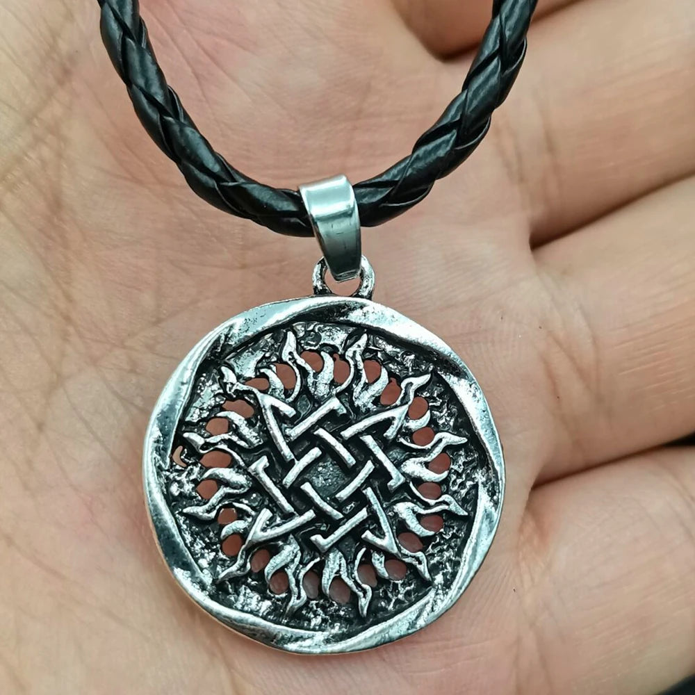 Antique Veles Symbol Weles Choker Sun of God Talisman Pendant Statement Necklace Men's Slavic Amulet Religion Viking Necklaces