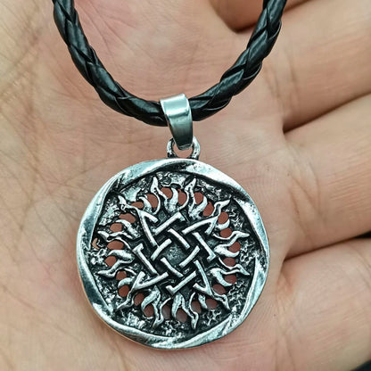 Antique Veles Symbol Weles Choker Sun of God Talisman Pendant Statement Necklace Men's Slavic Amulet Religion Viking Necklaces