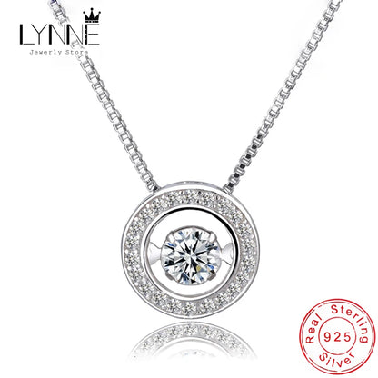 Neue Mode Runde Drehbare Tanz Zirkon Anhänger Halsketten Frauen 925 Sterling Silber Schmuck Strass CZ Halsband Kostenlose Lieferung