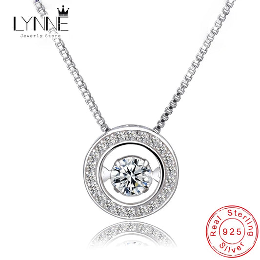 Neue Mode Runde Drehbare Tanz Zirkon Anhänger Halsketten Frauen 925 Sterling Silber Schmuck Strass CZ Halsband Kostenlose Lieferung