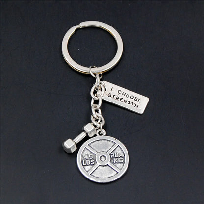 1pc Stärke Sport Hantel Hantel Charme Gewicht Fitness Mit Worten Gym Crossfit Schlüsselring Geschenke Für Mann