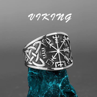 Nordic Viking Edelstahl Ring Anker Kompass Baum des Lebens Viking Rune Wolf Männer und Frauen Ring Schmuck Fabrik Großhandel