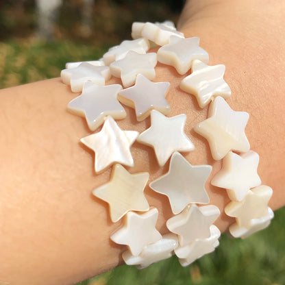 Natürliche weiße Sternform Süßwasser Muschelperlen fünfzackiger Stern lose Perlen für DIY Handwerk Schmuckherstellung Armband Zubehör