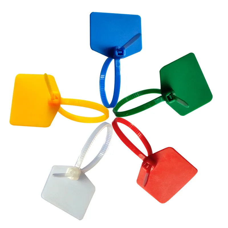 100 stücke 3*120mm Farbe Nylon Wasserdicht Etikett Krawatten Netzwerk Lock Kabelbinder Identifizierung Platte Kunststoff Dichtung Mark zeichen für Drähte