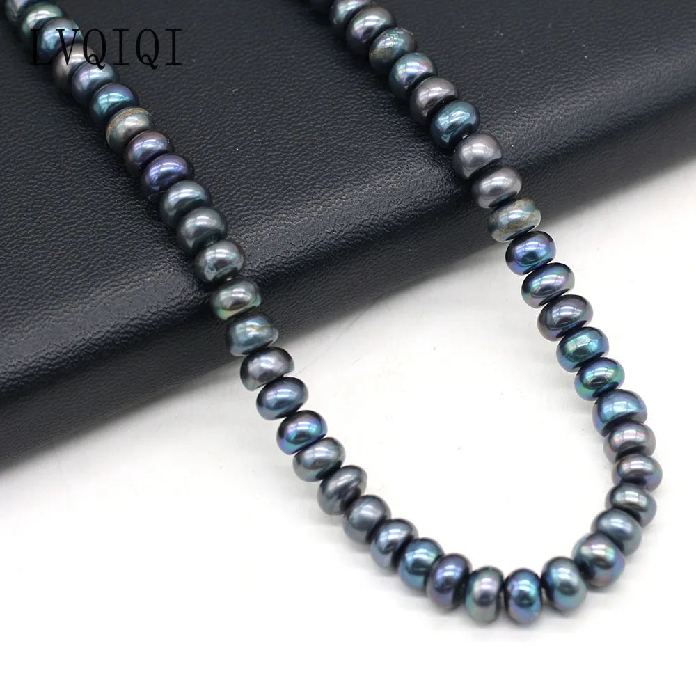 LVQIQI Natürliche Süßwasser Perle Oblate Schwarz Perlen Lose Perlen Für Schmuck Machen DIY Charm Armband Halskette Ohrring Zubehör