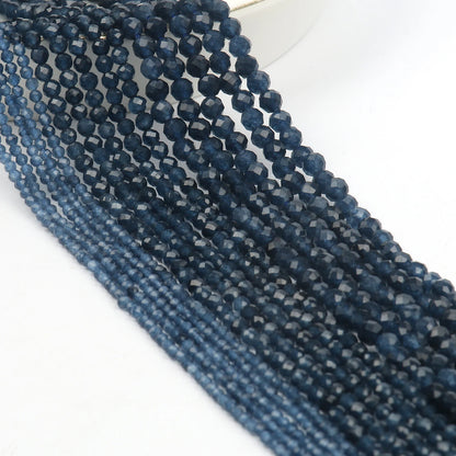 Natürlicher blauer Sandstond 2/3/4 mm facettierte lose Mineralperlen für Schmuckherstellung DIY Weihnachtsgeschenk Armbänder 15'' winziger Stein