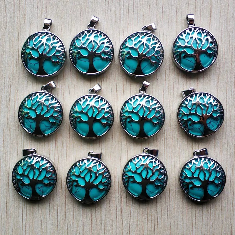 Großhandel 12 teile/los mode naturstein legierung baum des lebens mix Anhänger für halsketten schmuck zubehör machen schnelle versand