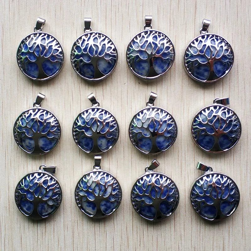 Großhandel 12 teile/los mode naturstein legierung baum des lebens mix Anhänger für halsketten schmuck zubehör machen schnelle versand