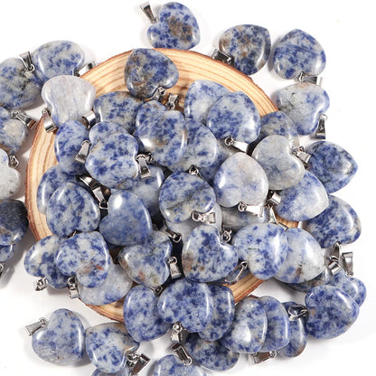 12 Stück Naturstein Quarz Rosenkristall Türkis Opal Herz Anhänger 16mm DIY Schmuckherstellung Halskette Zubehör Charms Handwerk