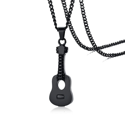 Punk Herren Asche Halter Urne Halskette Edelstahl Gitarre Feuerbestattung Anhänger Memorial Männliche Geschenke 24" Ketten