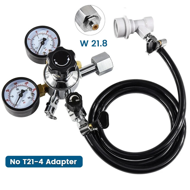 Home Brew Beer Gasleitungsbaugruppe, 5/16 Zoll PVC-Gaskohlisationsschlauch, W21,8 CO2-Regler mit Konvertierungsadapter für CO2-Gasflaschen