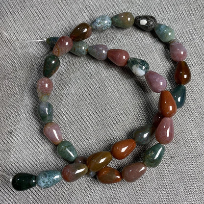 33 teile/los Natürliche Achate Perlen Runde Wasser Tropfen Form Lose Perlen für Die DIY Halskette Armbänder Länge 40cm Größe 8x12mm