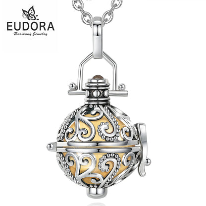 EUDORA Urne Feuerbestattung Anhänger 16mm Ratta Geöffnet Käfig Medaillon Asche Halter Andenken Kapsel Halskette Chime Ball DIY Edlen Schmuck H064