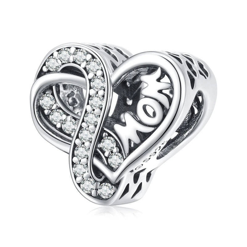 WOSTU Echt 925 Sterling Silber Herz Perlen Blume Retro Muster Charms Anhänger Fit Original DIY Armband Halskette Silber Schmuck