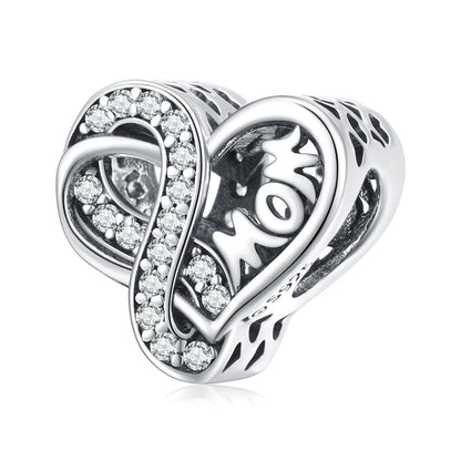 WOSTU Echt 925 Sterling Silber Herz Perlen Blume Retro Muster Charms Anhänger Fit Original DIY Armband Halskette Silber Schmuck