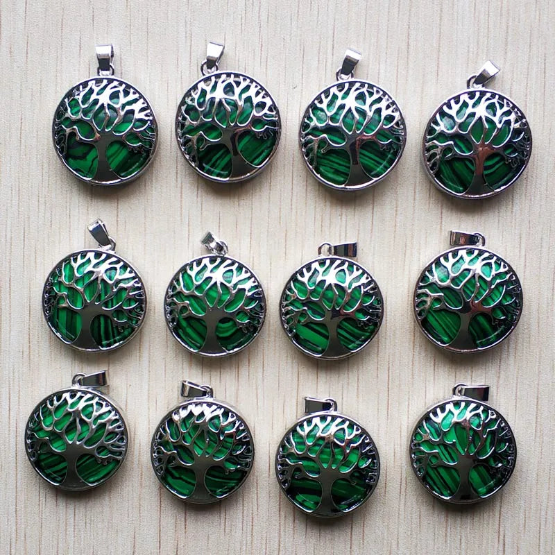 Großhandel 12 teile/los mode naturstein legierung baum des lebens mix Anhänger für halsketten schmuck zubehör machen schnelle versand