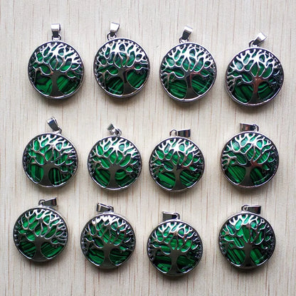 Großhandel 12 teile/los mode naturstein legierung baum des lebens mix Anhänger für halsketten schmuck zubehör machen schnelle versand