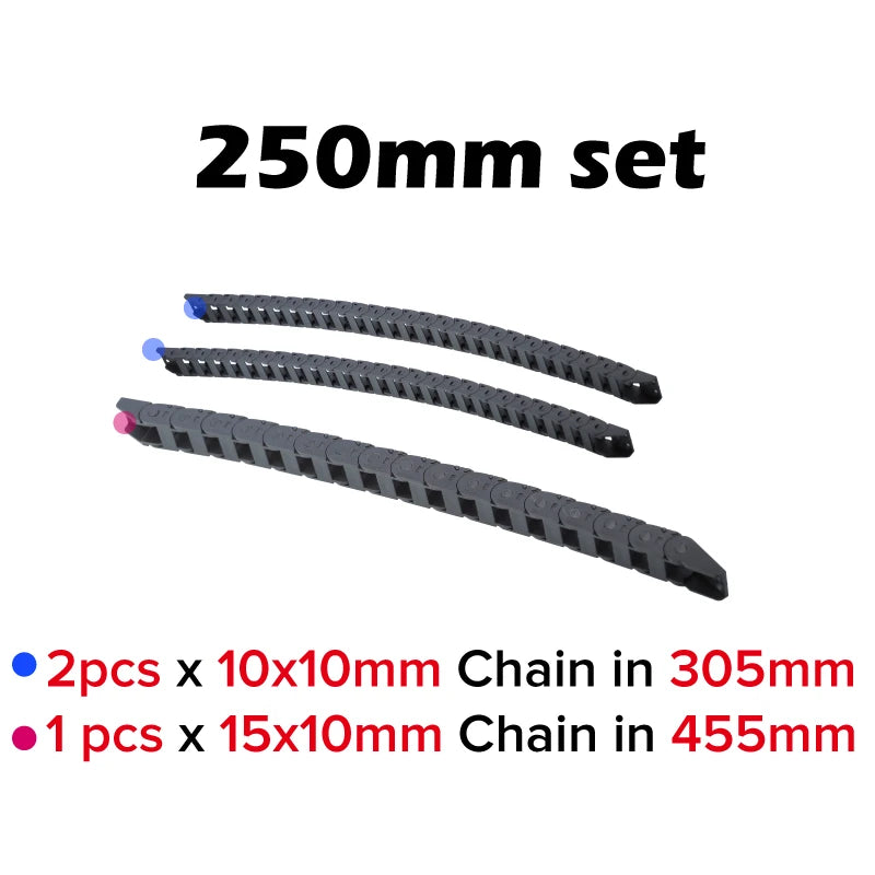 Mellow Hohe Qualität Nylon 250-350mm VORON 2,4 Kabel Ketten Set schwarz Openning Typ Draht Ketten Für 3D drucker