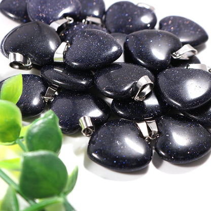 12 Stück Naturstein Quarz Rosenkristall Türkis Opal Herz Anhänger 16mm DIY Schmuckherstellung Halskette Zubehör Charms Handwerk
