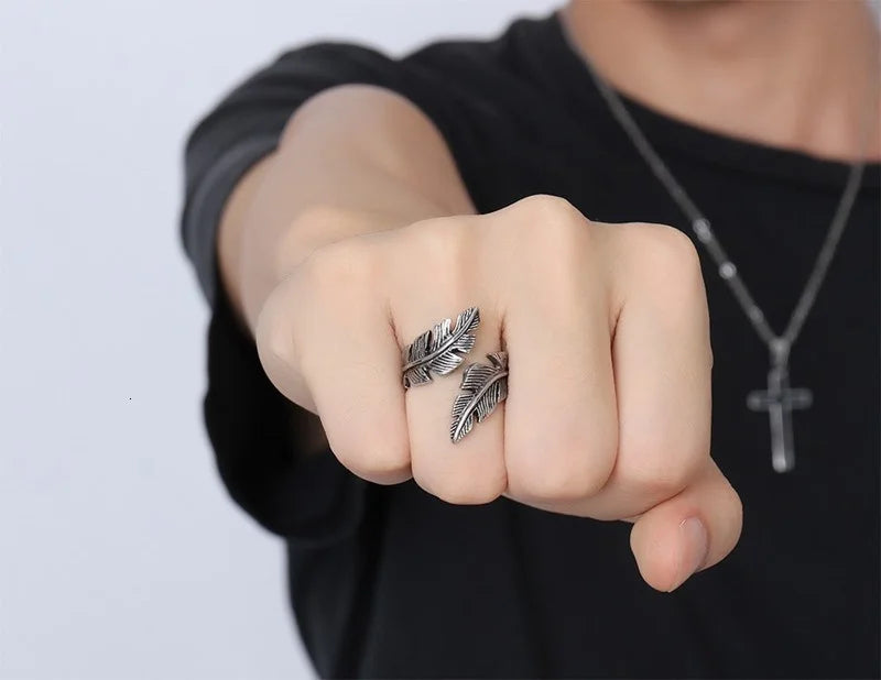 Vnox Vintage-Federring für Herren, Schmuck, Edelstahl, Biker-Stil, Handpolieren, US-Größe 7, 8, 9, 10, 11, 12