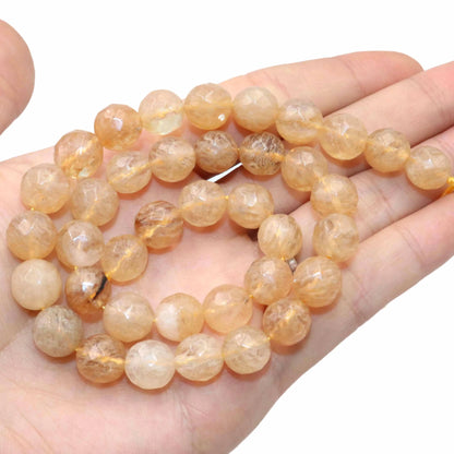 Naturstein Facettierte Gelbe Citrin Quarz Spacer Perlen Für Schmuck Machen DIY Armband Halskette Zubehör 4/6/8/10/12mm