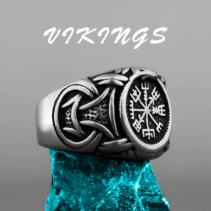 Nordic Viking Edelstahl Ring Anker Kompass Baum des Lebens Viking Rune Wolf Männer und Frauen Ring Schmuck Fabrik Großhandel