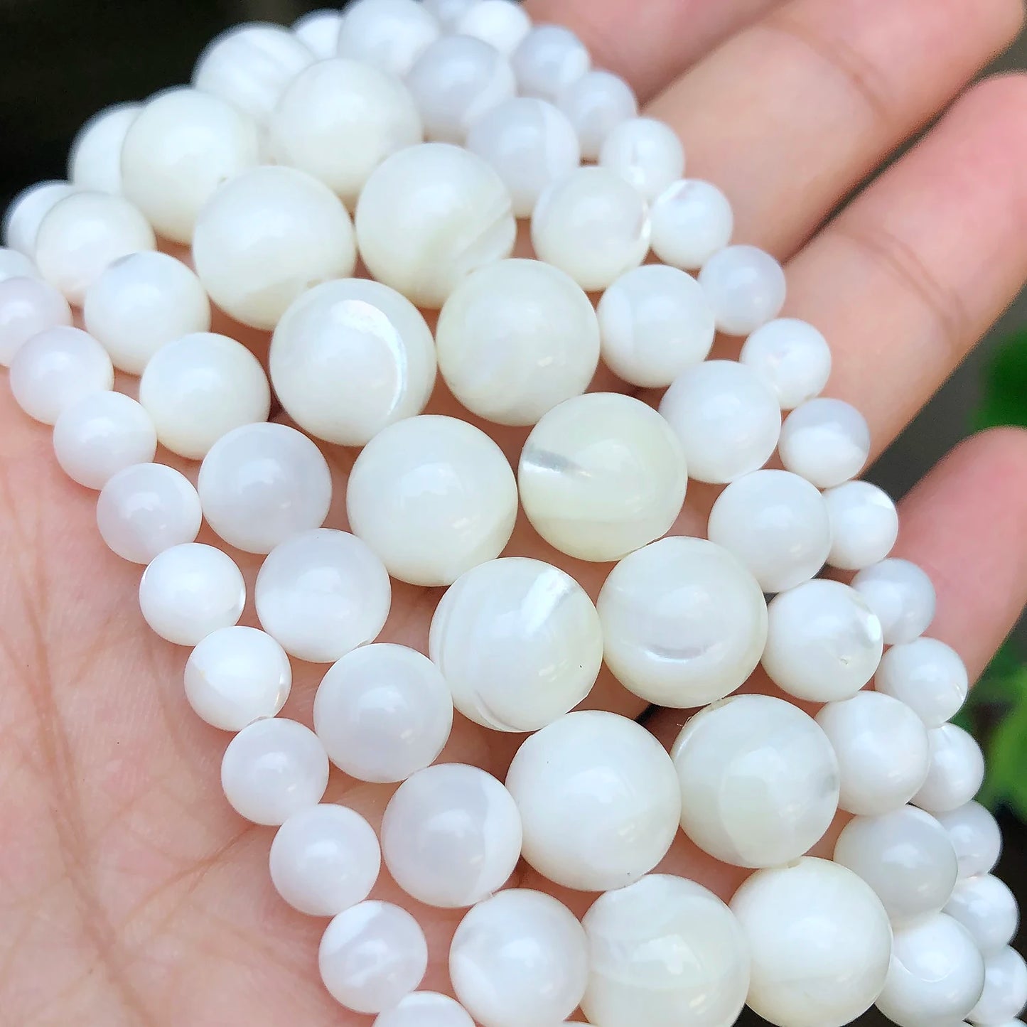 Weiße natürliche Perlmutt-Muschelperlen, Trochus-Rad, runde Abstandshalter-Muschelperlen für Schmuck, DIY-Armband, 15 Zoll, 4, 6, 8, 10, 12 mm