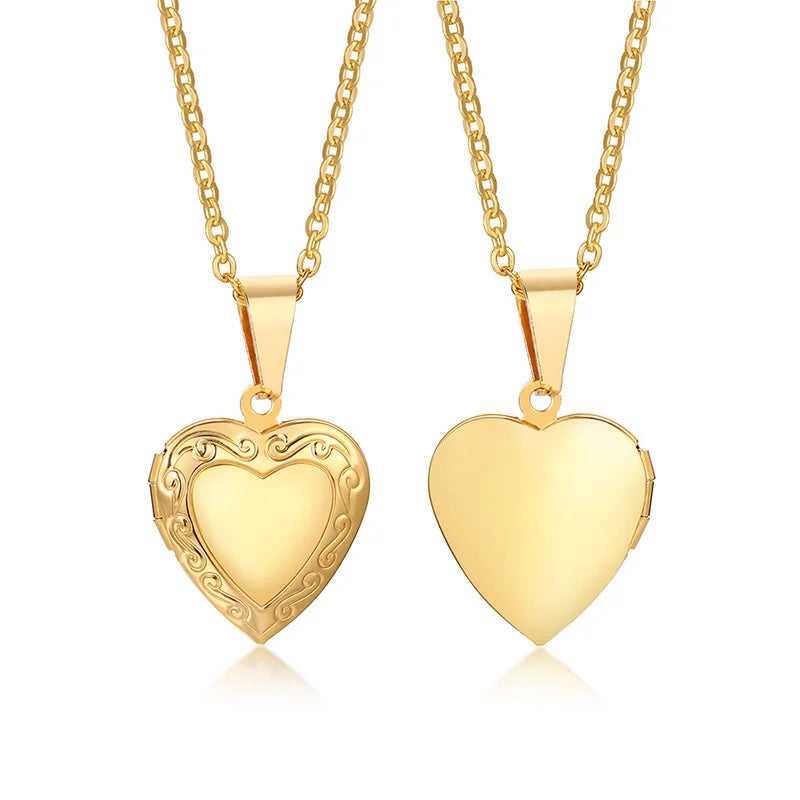Zarte florale ovale Herz-Medaillon-Anhänger-Halsketten für Frauen, Edelstahl-Fotorahmen, Versprechen, Liebe, Andenken, Geschenk