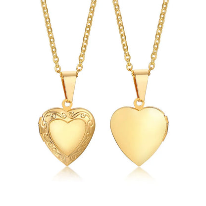 Zarte florale ovale Herz-Medaillon-Anhänger-Halsketten für Frauen, Edelstahl-Fotorahmen, Versprechen, Liebe, Andenken, Geschenk