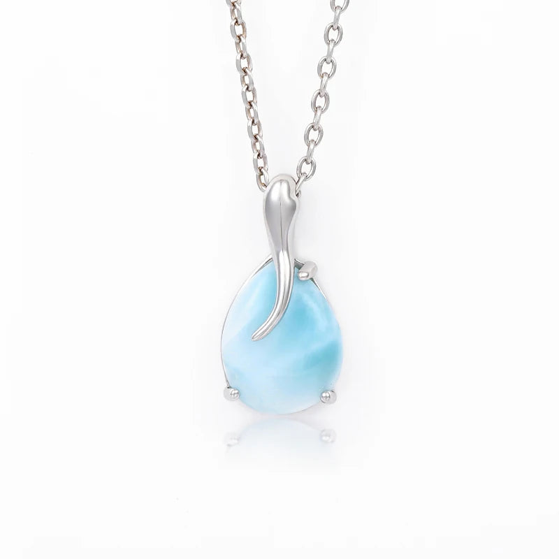 Überzogene Gold 925 Sterling Silber Schmuck Geschenke Klassische Anhänger Halskette Natürliche Edel Larimar Retro Frau Oval Charme