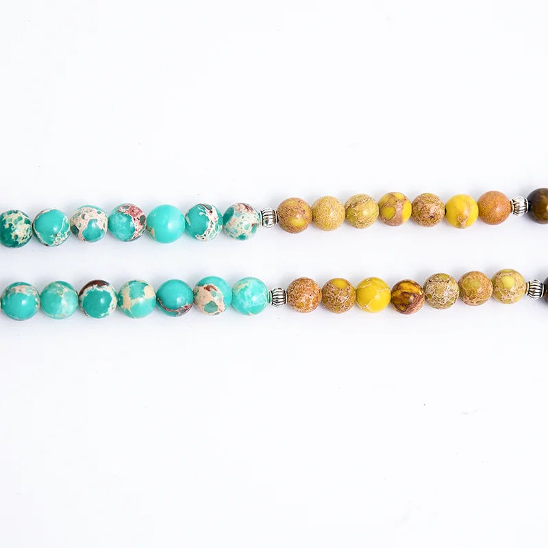 8mm Naturstein 7 Chakra Halskette Meditation Yoga Friedens- und Geistes-Schmuck 108 Japamala Perlen-Rosenkranz Quasten-Anhänger