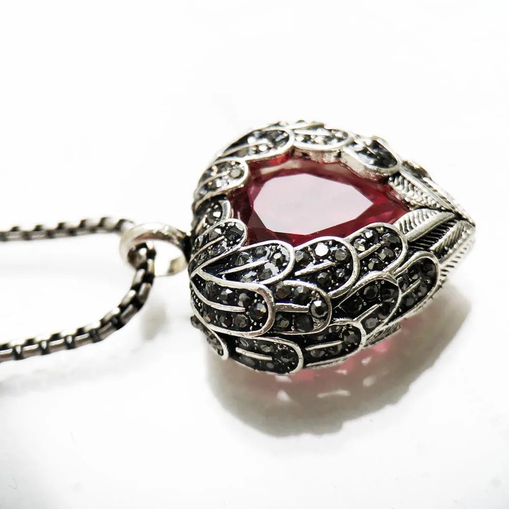 Anhänger Halskette Rot Winged Herz Marke Link Kette Mode Schmuck Europa Stil 925 Stering Silber Geschenk Für Frauen