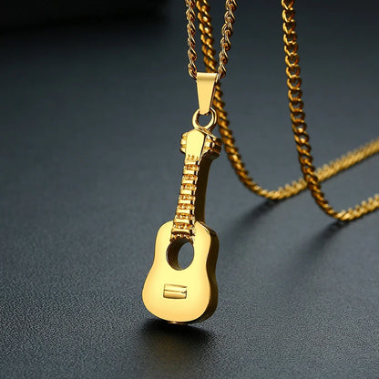 Punk Herren Asche Halter Urne Halskette Edelstahl Gitarre Feuerbestattung Anhänger Memorial Männliche Geschenke 24" Ketten