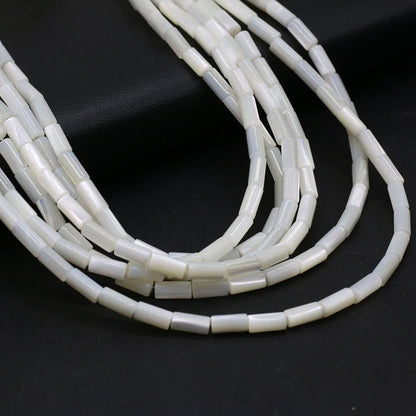 Natürliche zylindrische Muschelperlen Perlmutt Muschel lose Isolationsperlen für Schmuckherstellung DIY Armband Halskette Strang 14''