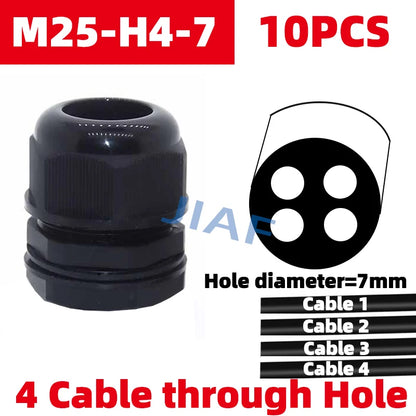 10PCS Mehr Löcher Wasserdichte Kunststoff Kabelverschraubung M20 * 1,5 Mit Abschlepplöcher M25 * 1,5 Nylonverschraubung M32 * 1,5 Schwarz Grau Dichtungsverbindung M16
