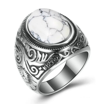 HNSP 316L Edelstahl Boho Naturstein Ring Für Männer Frauen Vintage-Schmuck Tigeraugen Ringe Finger Zubehör
