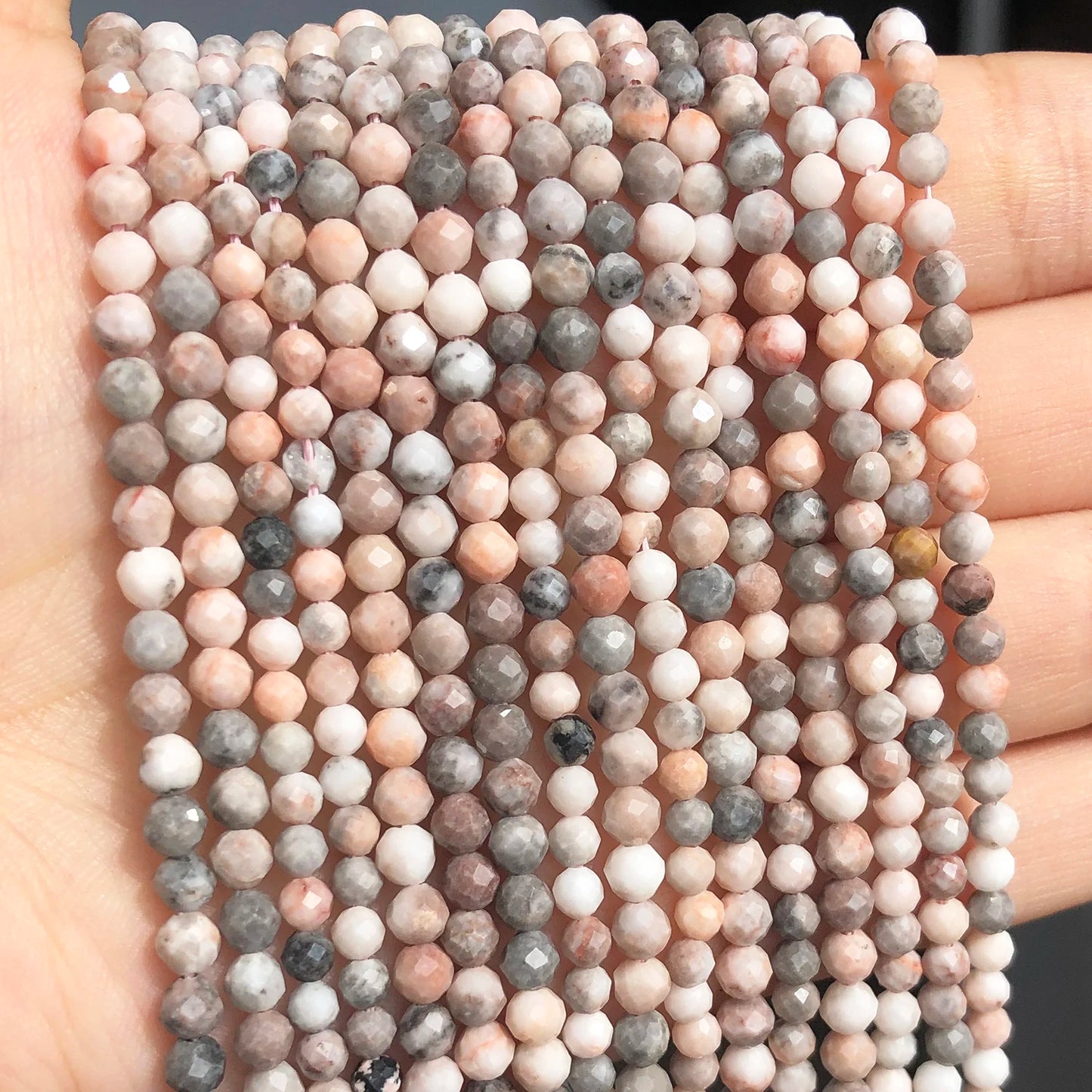 Naturstein Facettierte Rosa Zebra Jaspis Spacer Perlen für Schmuck DIY 3 4mm Kleine Runde Perlen Herstellung Armband Zubehör 15''